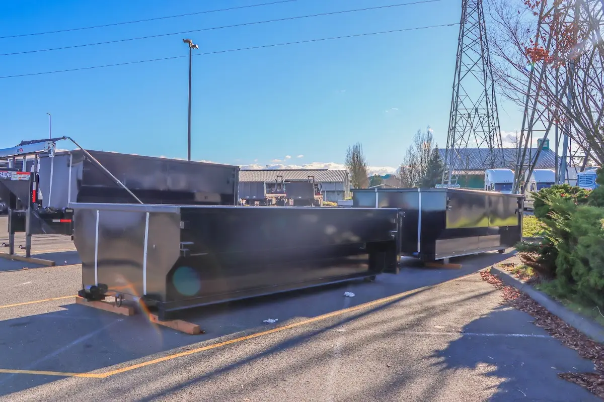 Roll-off dumpster ready for waste disposal at job site for 2 Yard Dumpster Rental in North Platte